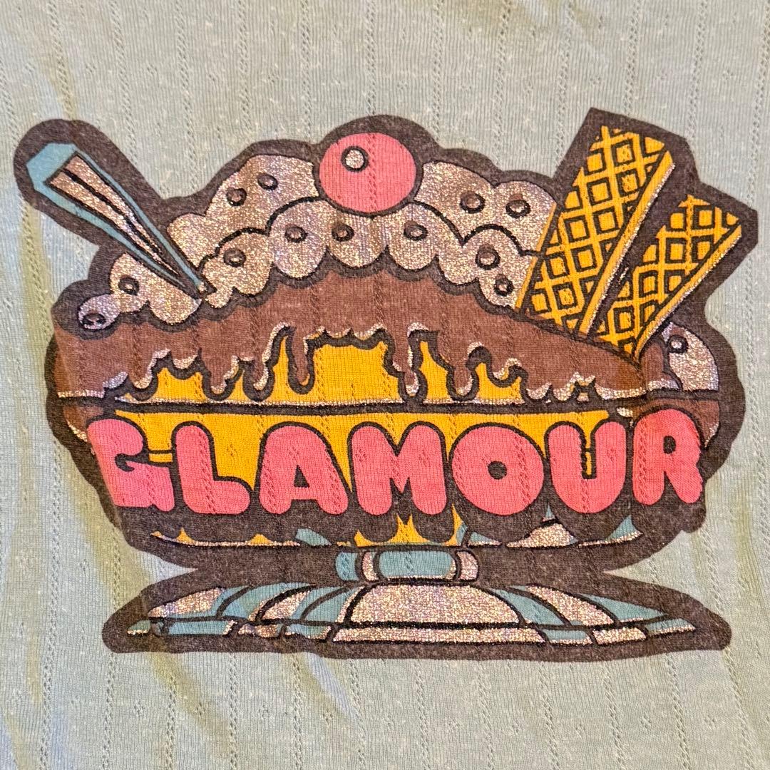 古着 ヒステリックグラマー 平成 パフェ 水色 ラメ プリント カットソー