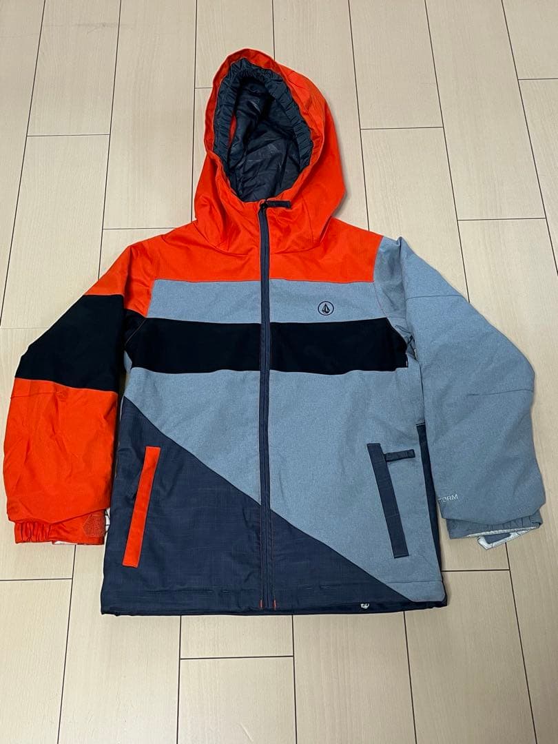 VOLCOM スノーボードウェア オレンジ グレー　上下セット　140-150