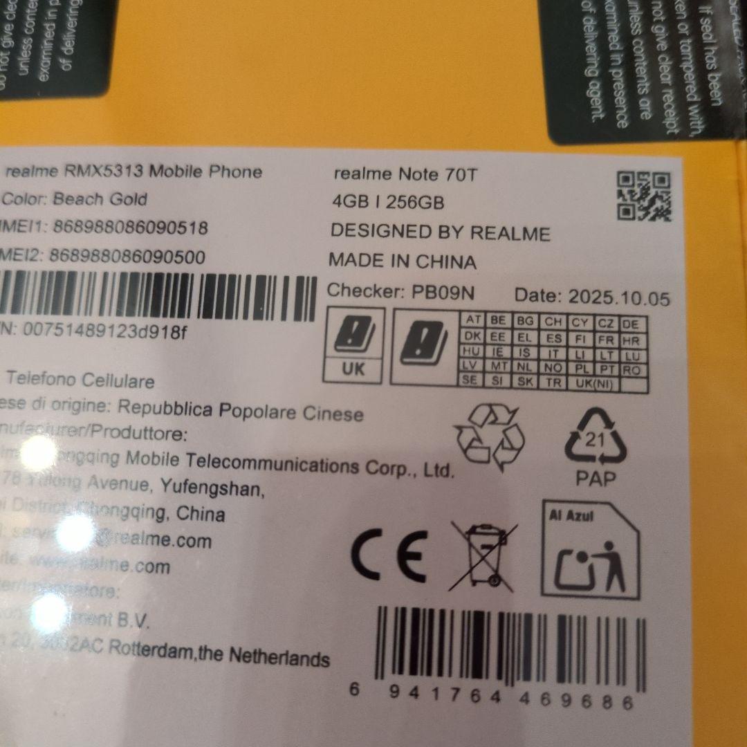 複数ご購入、専用！Realme Note 70T 4GB+256GB