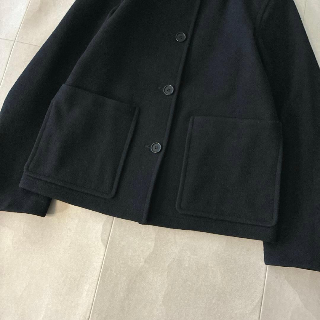 美品 MHL.♡英国製 ウール メルトン ショートコート ブラック 異素材