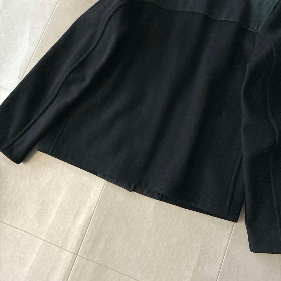 美品 MHL.♡英国製 ウール メルトン ショートコート ブラック 異素材