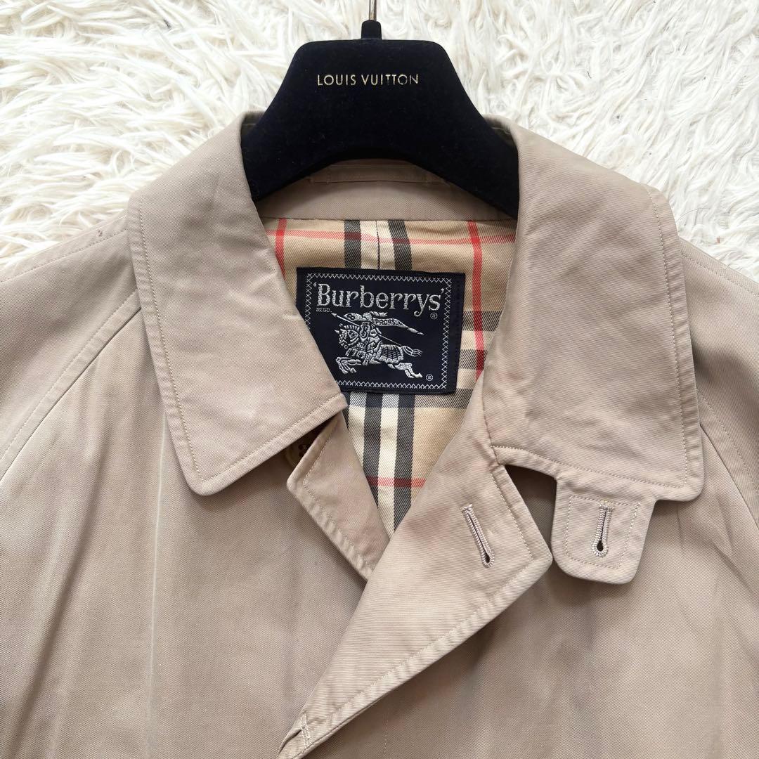 バーバリー　ステンカラーコート　ノバチェック　ベルト付　比翼ボタン