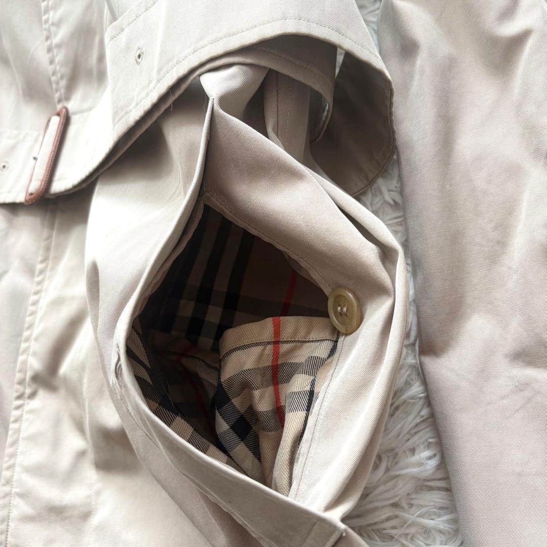 バーバリー　ステンカラーコート　ノバチェック　ベルト付　比翼ボタン