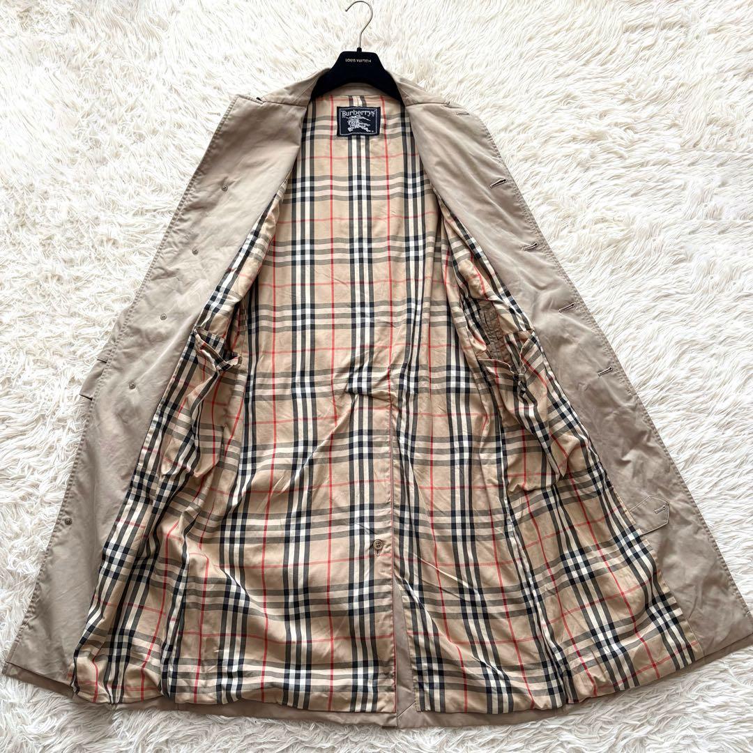 バーバリー　ステンカラーコート　ノバチェック　ベルト付　比翼ボタン