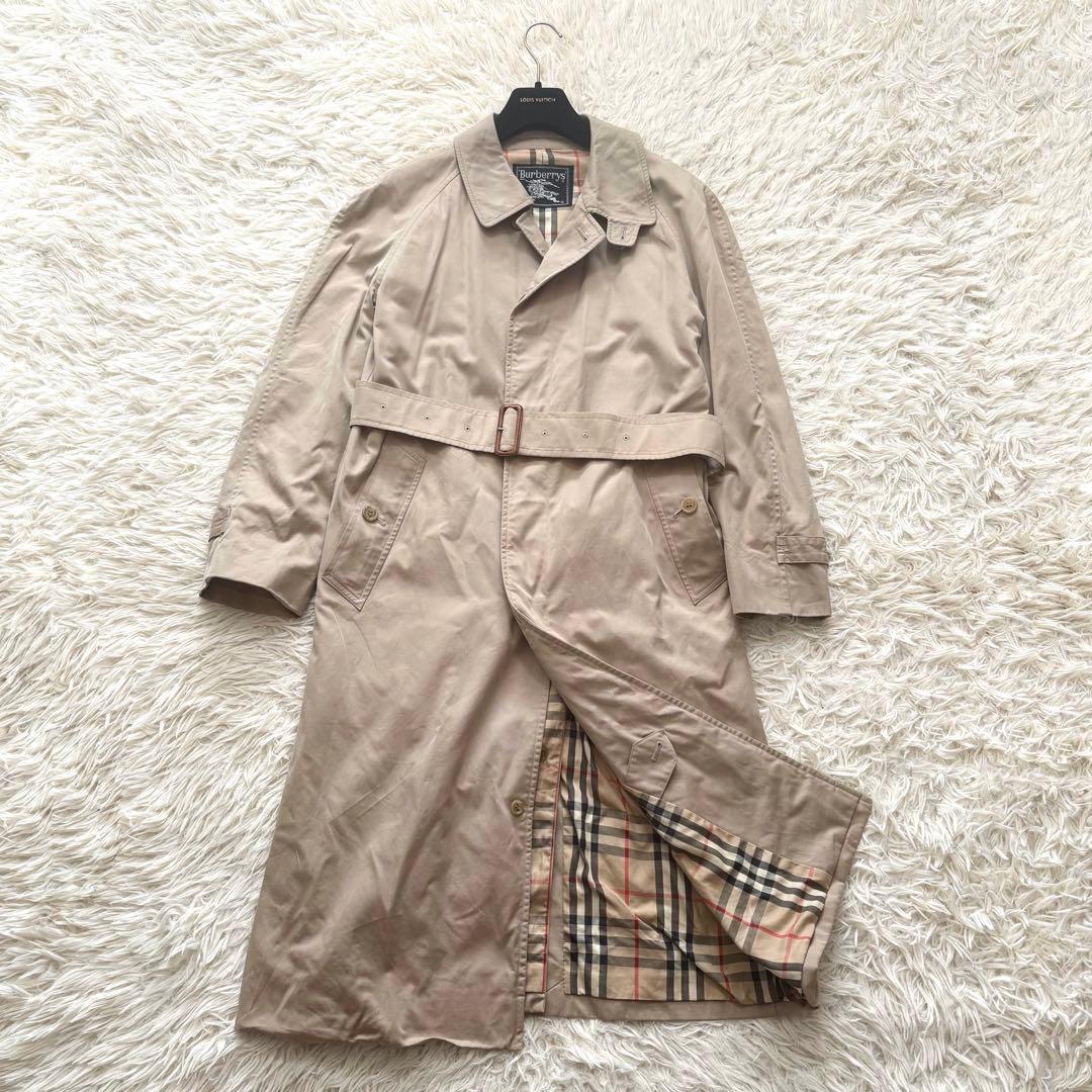 バーバリー　ステンカラーコート　ノバチェック　ベルト付　比翼ボタン