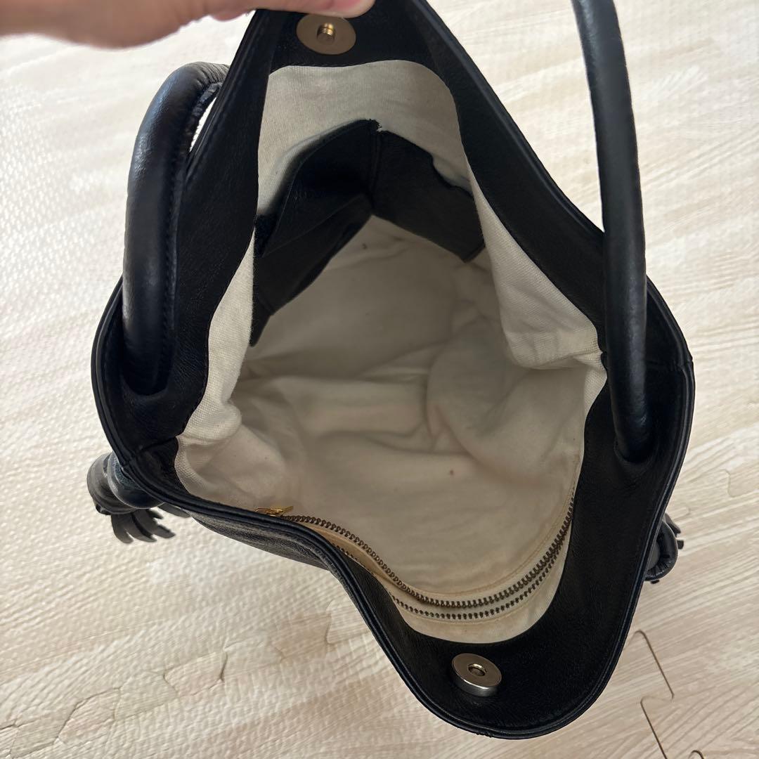 palomino wool ブラックレザーショルダーバッグ