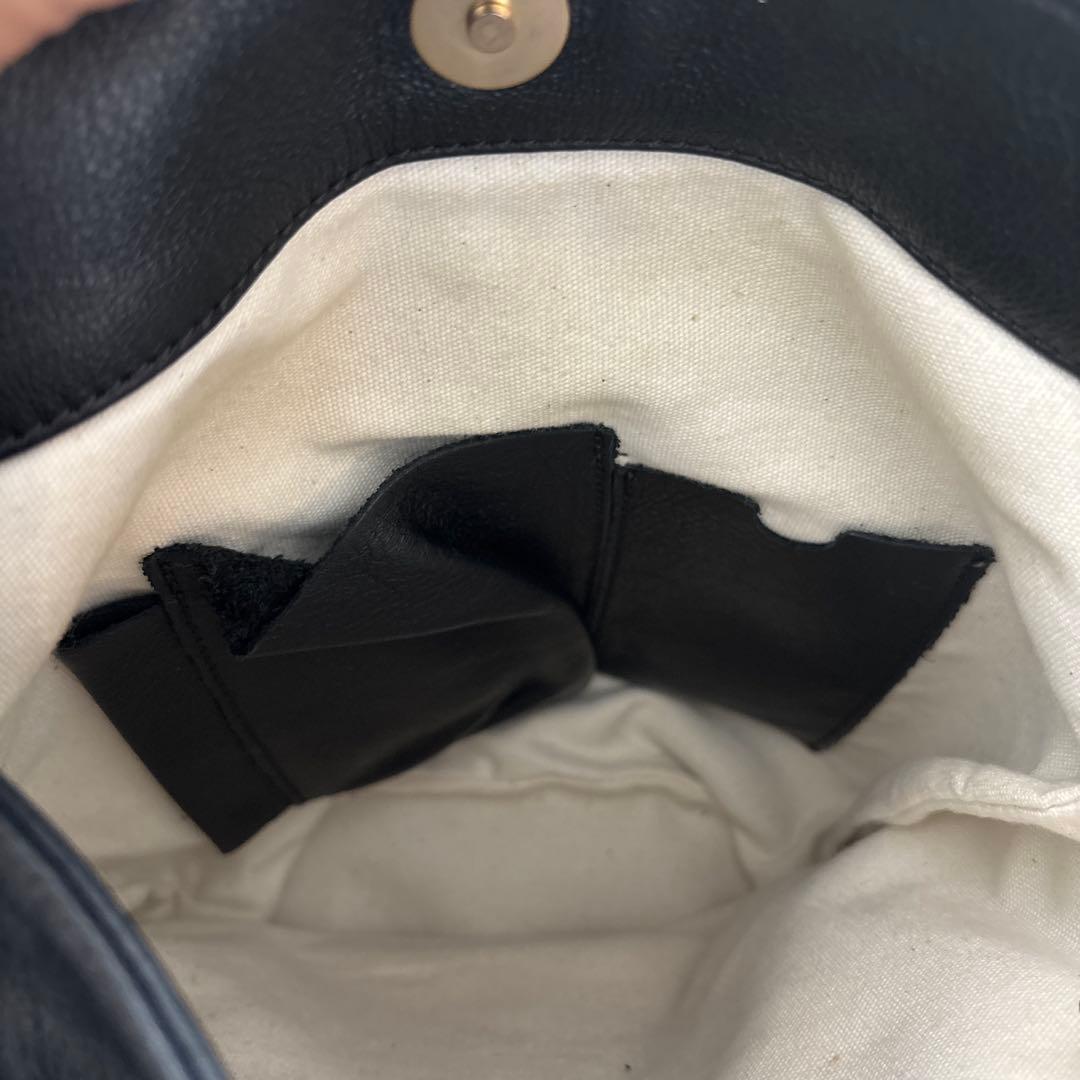 palomino wool ブラックレザーショルダーバッグ