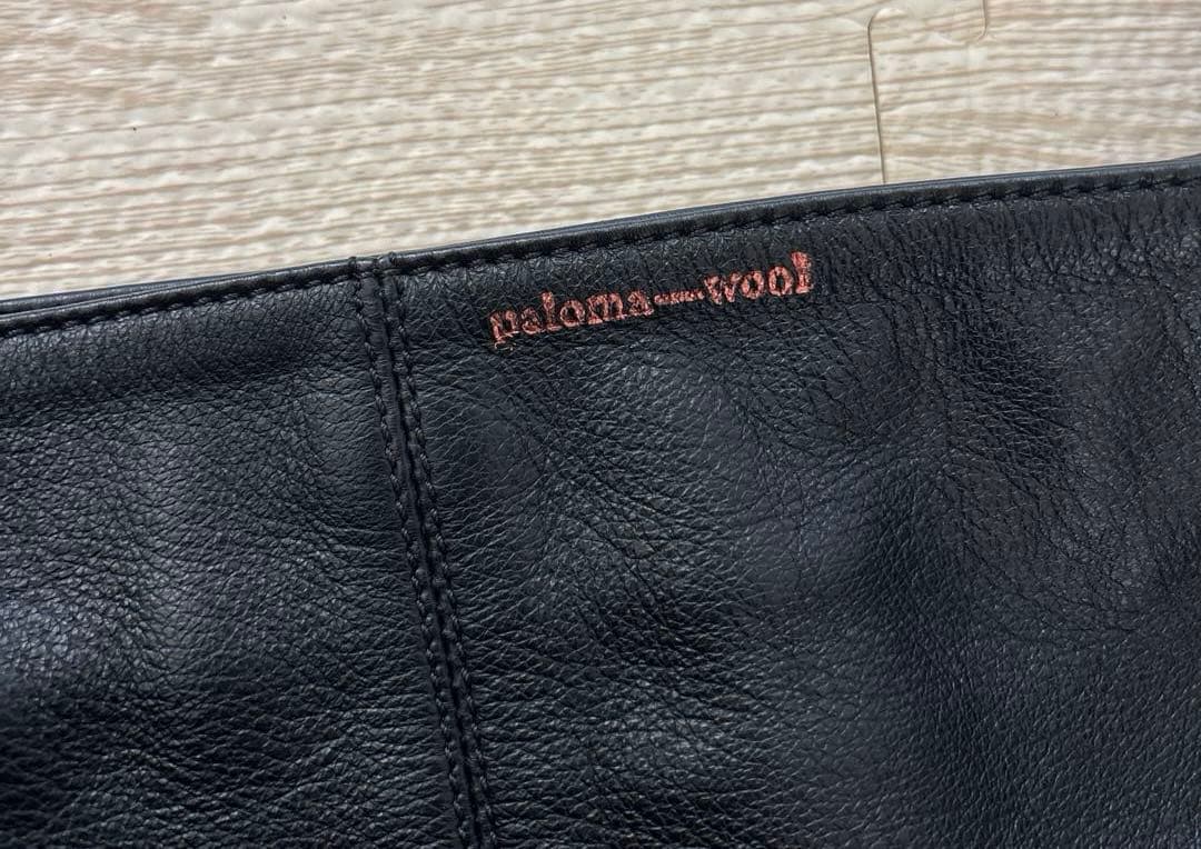 palomino wool ブラックレザーショルダーバッグ