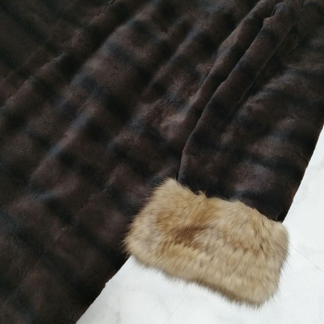 ゴールデンセーブル × シェアード　毛皮 ロングコート　リバーシブル　ファー