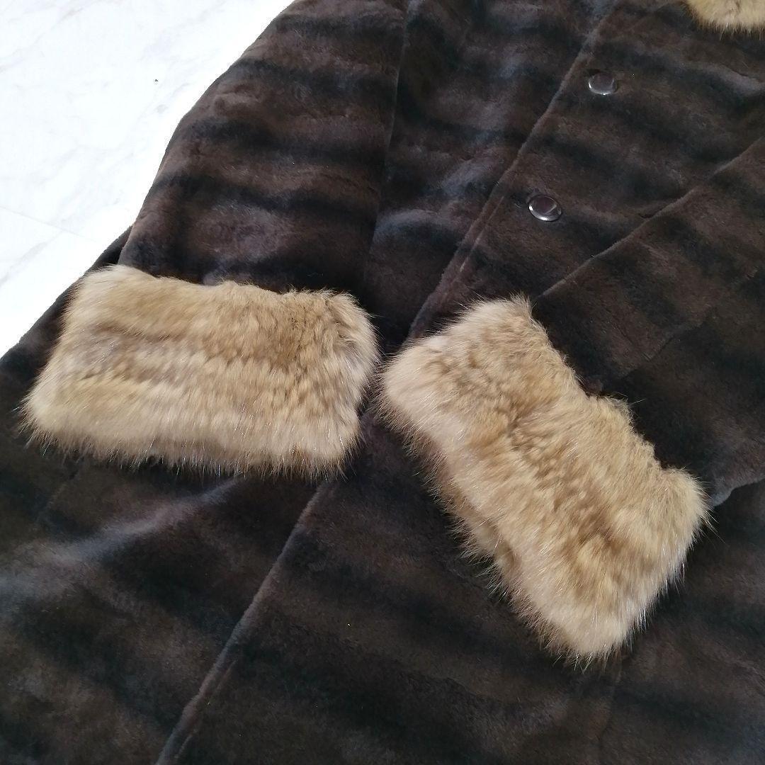 ゴールデンセーブル × シェアード　毛皮 ロングコート　リバーシブル　ファー