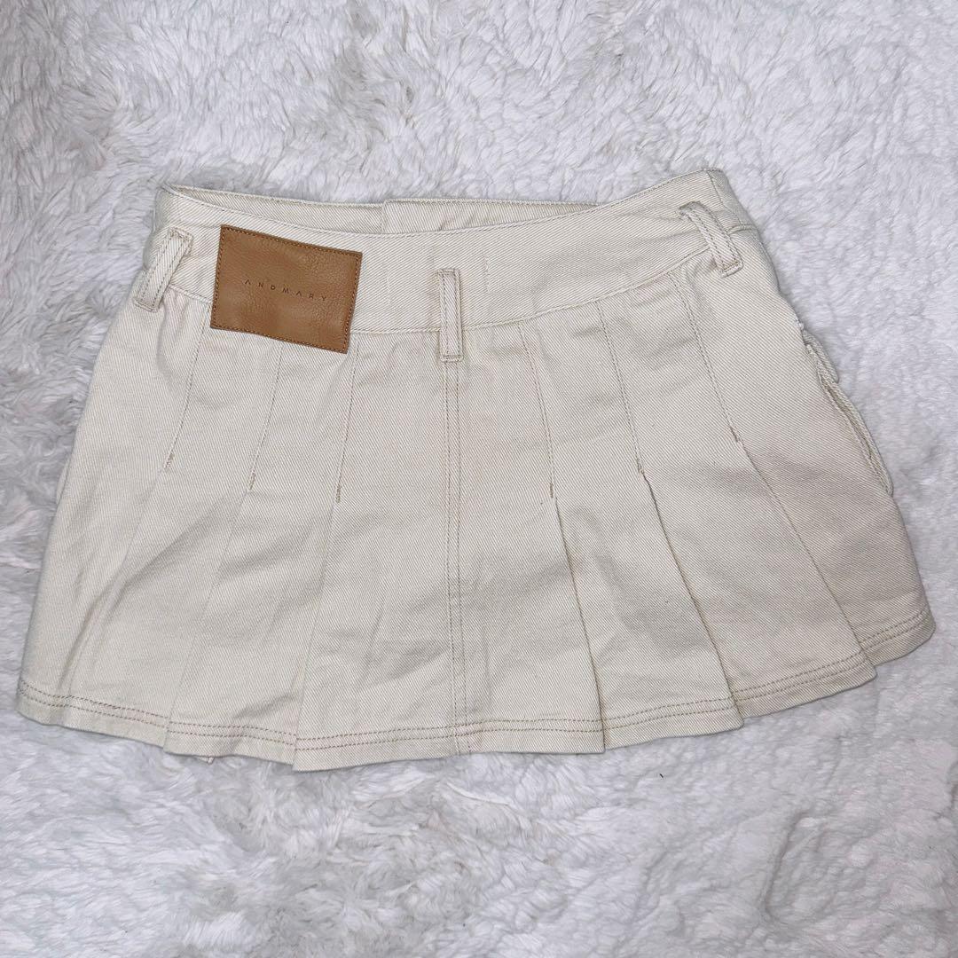 ANDMARY Baby ribbon mini skirt ベージュ M