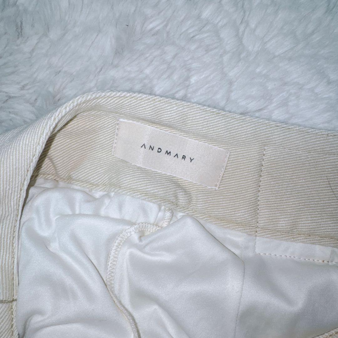 ANDMARY Baby ribbon mini skirt ベージュ M