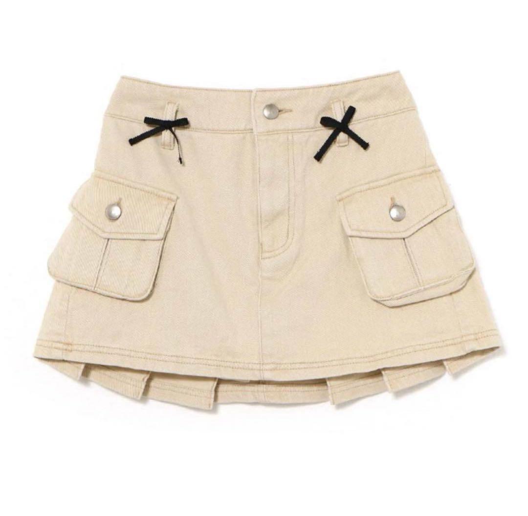 ANDMARY Baby ribbon mini skirt ベージュ M
