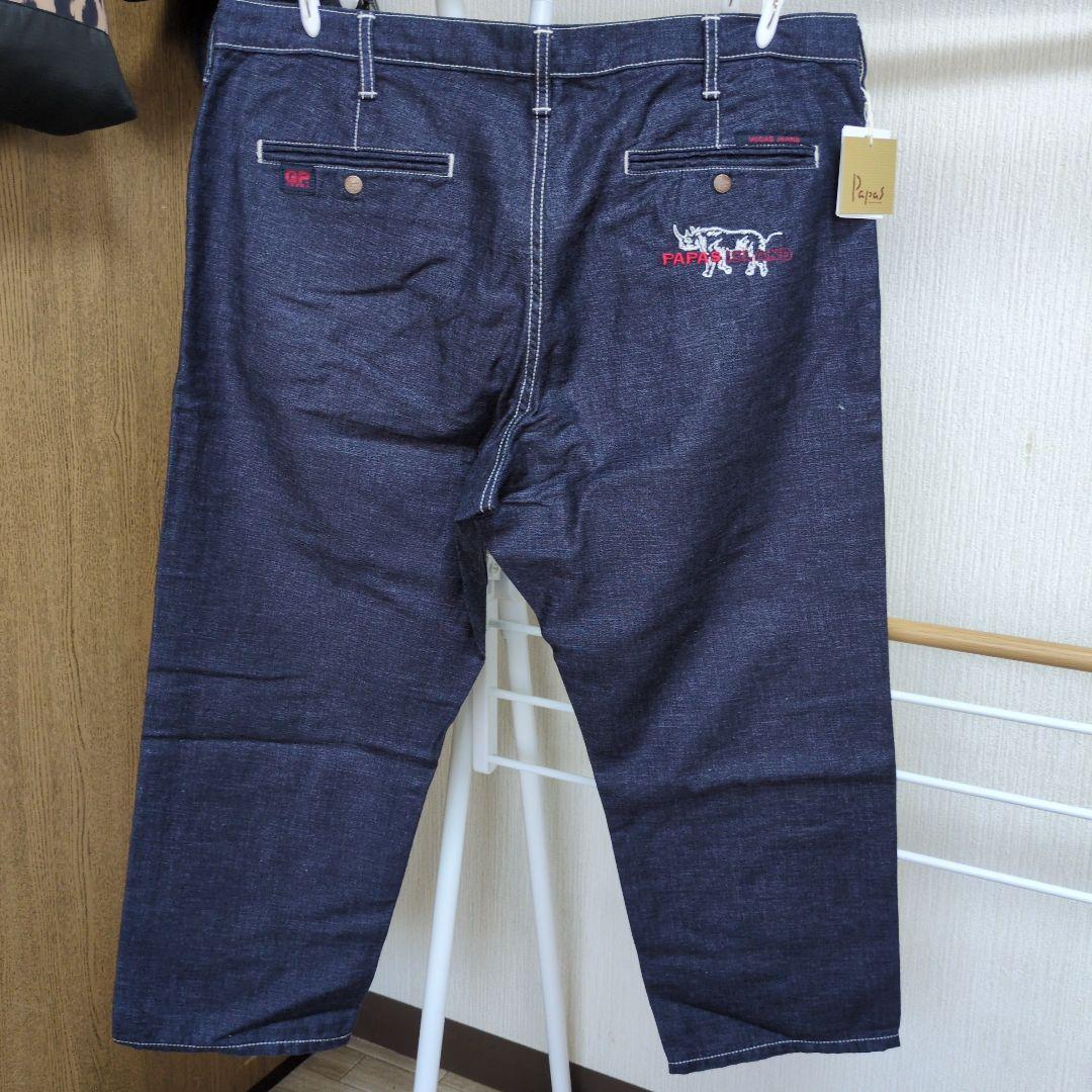 大きいサイズ PAPAS パパス デニム 八分丈パンツ 新品タグ付き LL