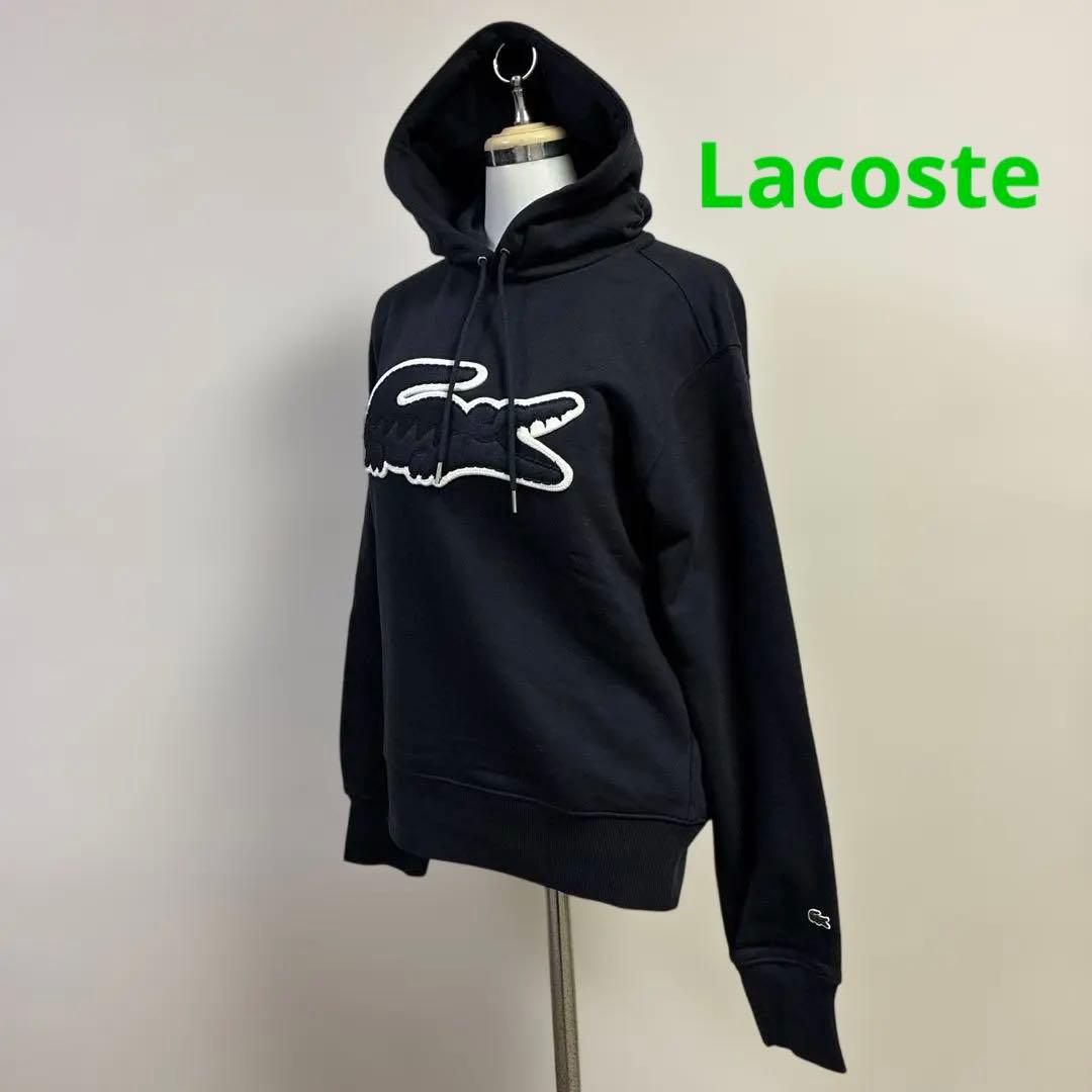 Lacoste デカワッペンフード付きスウェットパーカー　ネイビー　紺　ラコステ
