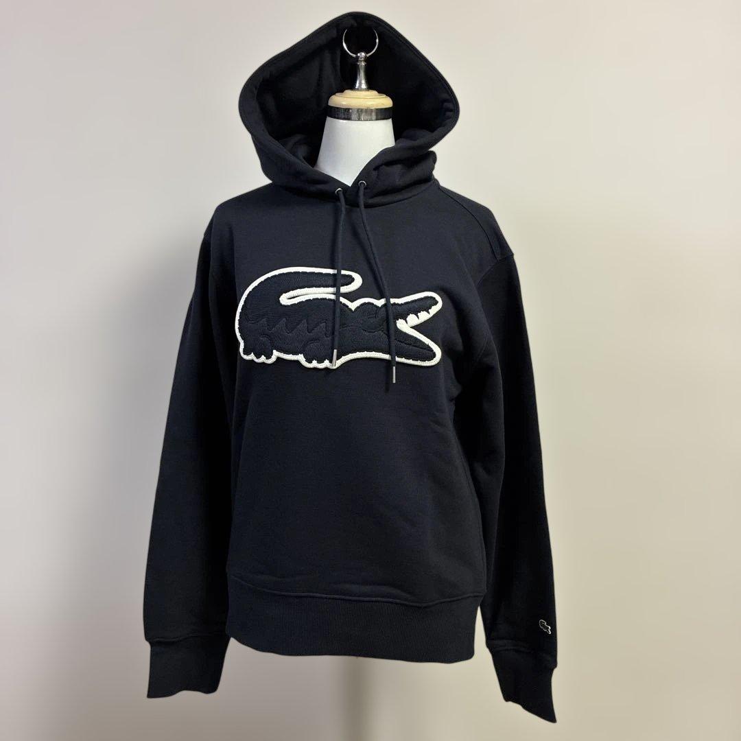 Lacoste デカワッペンフード付きスウェットパーカー　ネイビー　紺　ラコステ