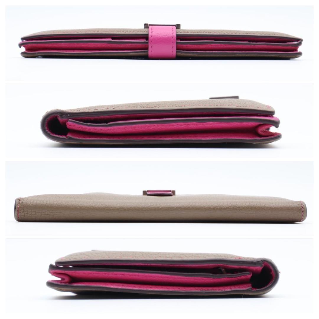 【極美品】HERMES ベアンスフレ　長財布　バイカラー　グレージュ×ピンク