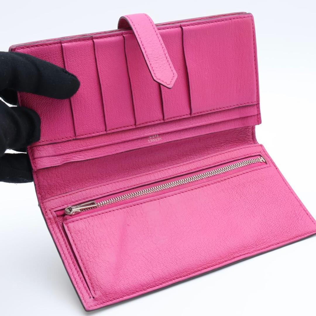 【極美品】HERMES ベアンスフレ　長財布　バイカラー　グレージュ×ピンク