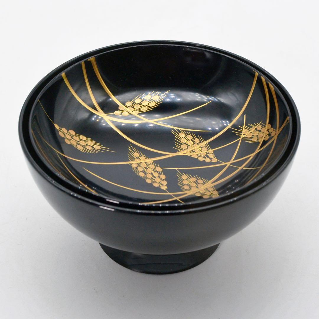 昭和レトロ 京漆匠 象彦　お椀　稲穂椀 五客揃い