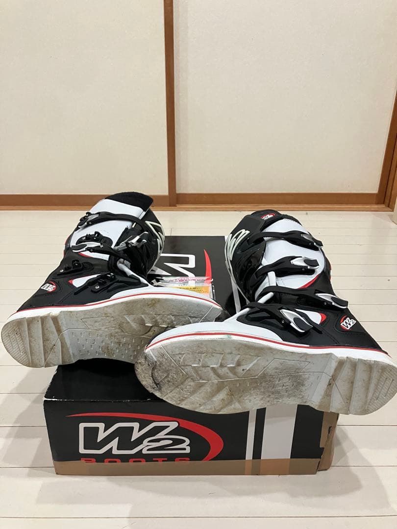 W2 バイクブーツ ブラック/ホワイト