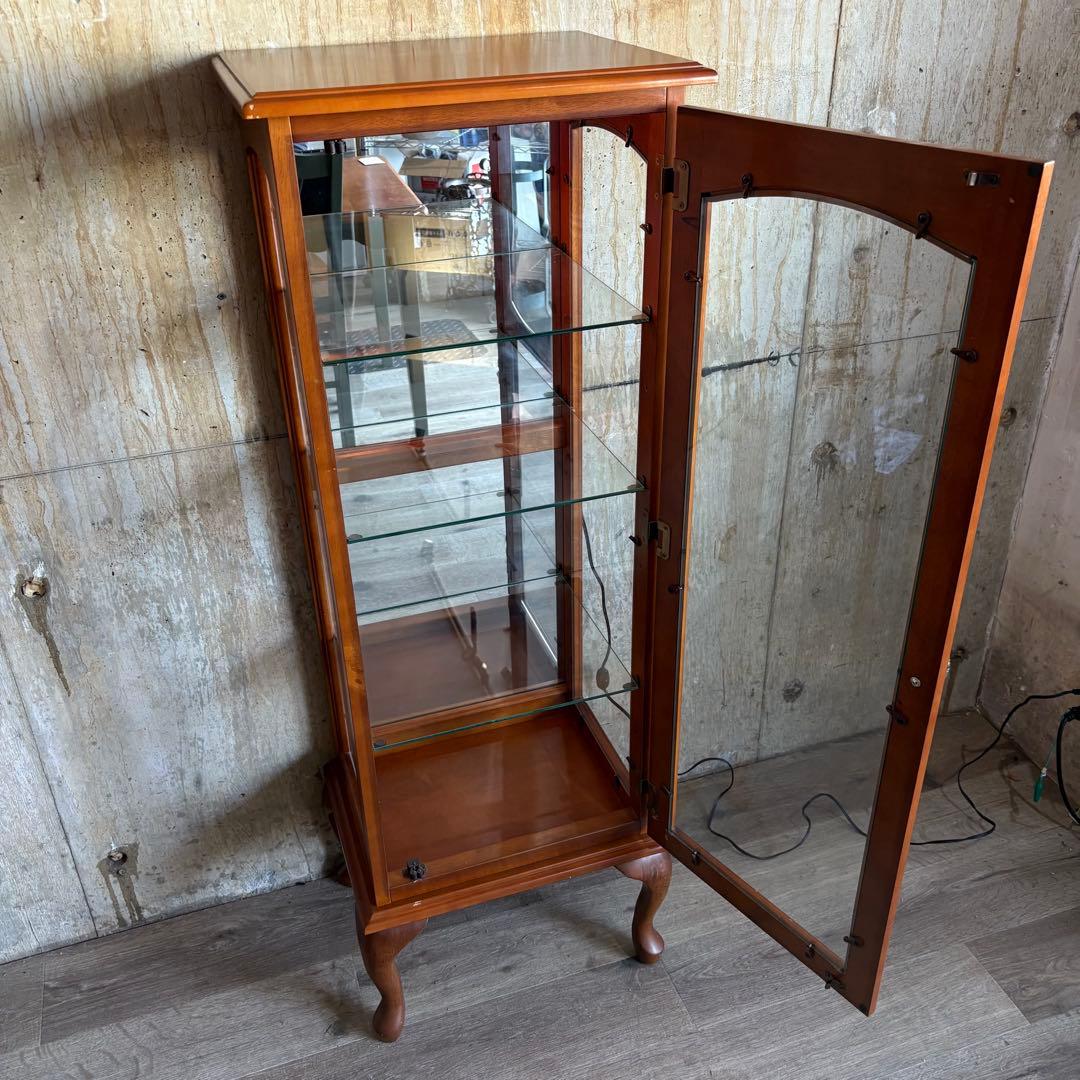 猫脚　飾り棚　クラシック　キュリオケース　ガラスケース　ダウンライト付