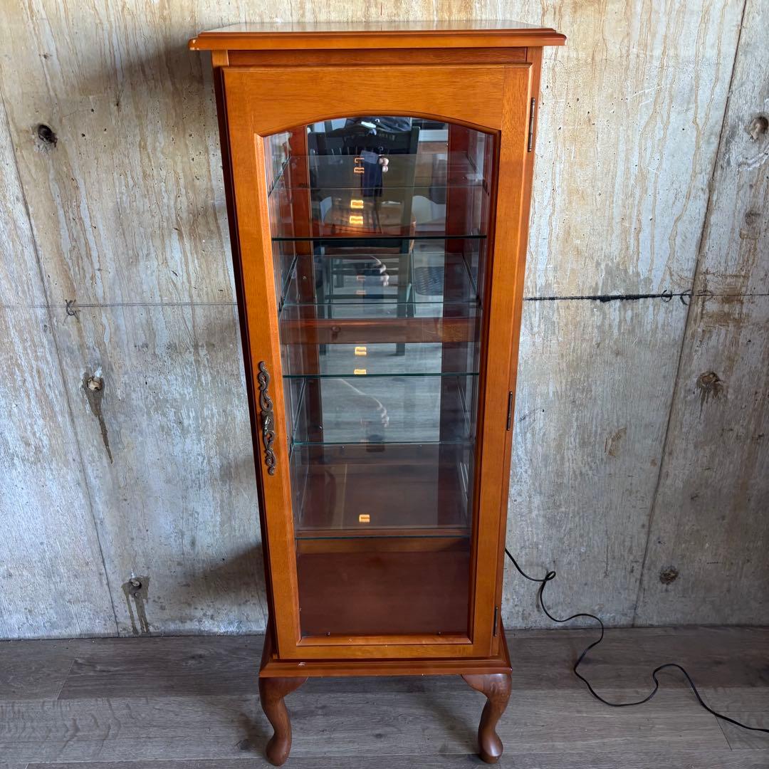 猫脚　飾り棚　クラシック　キュリオケース　ガラスケース　ダウンライト付