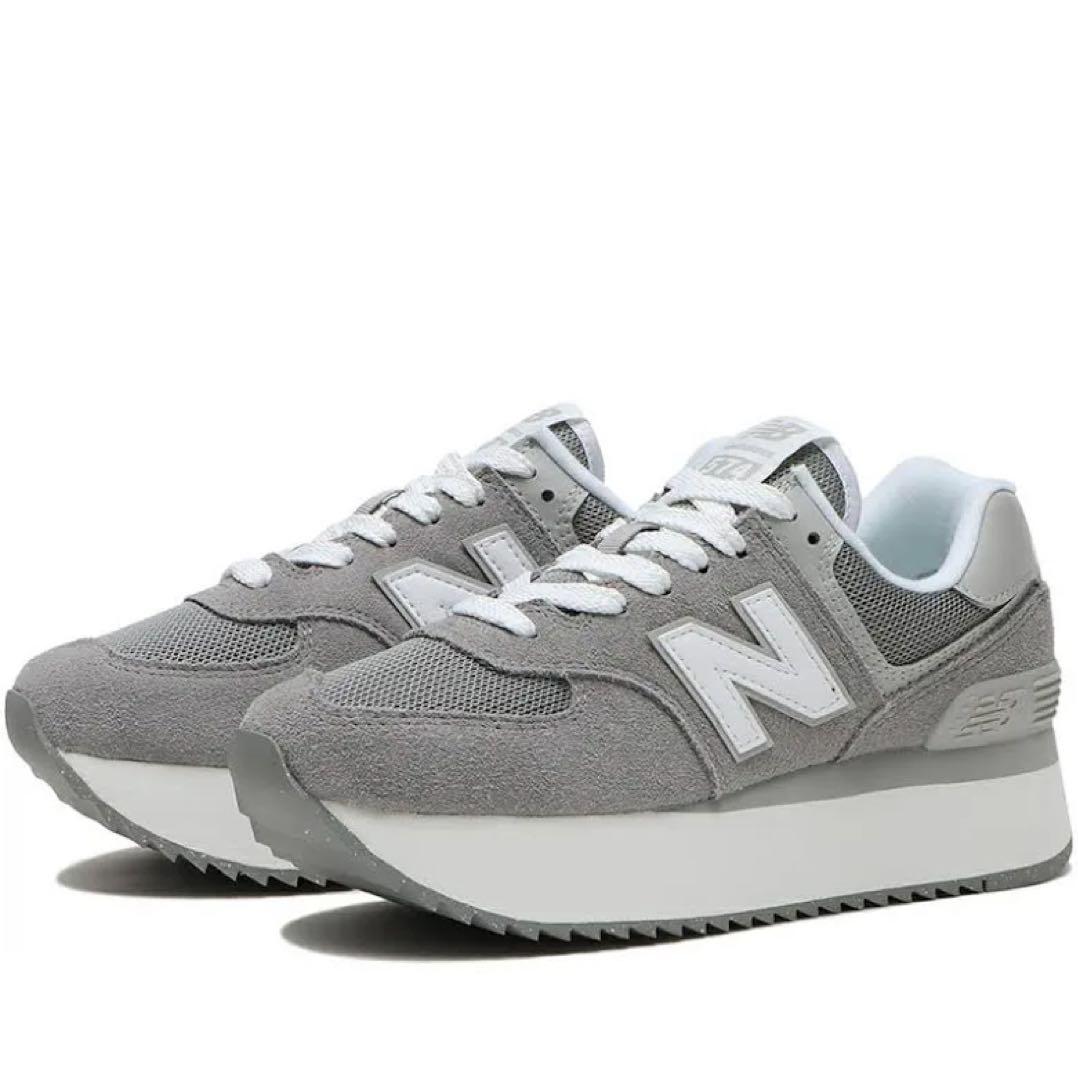 新品タグ付きNew Balance WL574ZSD グレー スニーカー