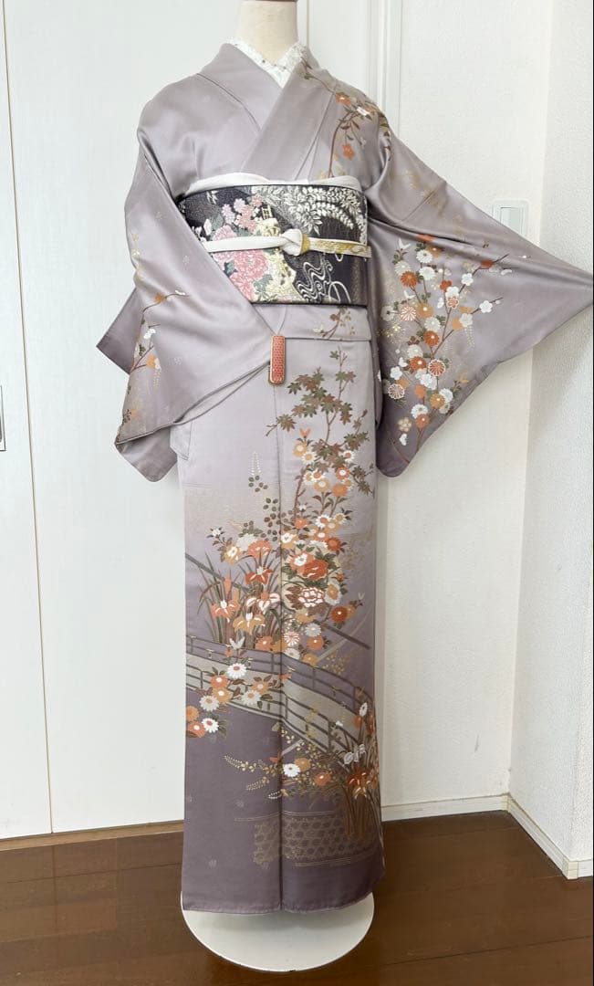 正絹訪問着　フルセット4点　卒業式　入学式　七五三　お宮参り　難あり