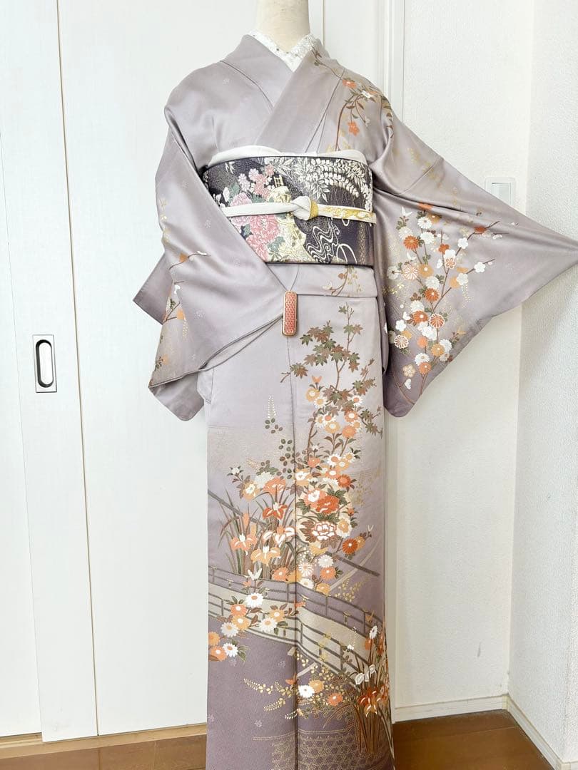 正絹訪問着　フルセット4点　卒業式　入学式　七五三　お宮参り　難あり