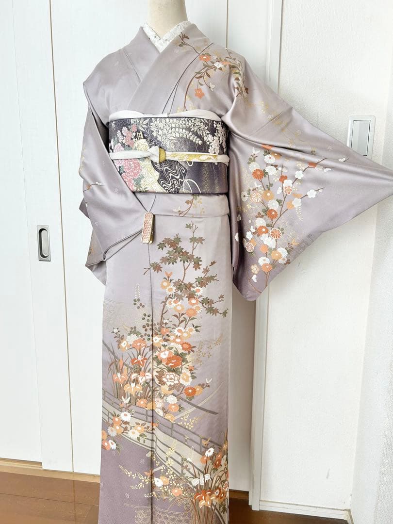 正絹訪問着　フルセット4点　卒業式　入学式　七五三　お宮参り　難あり