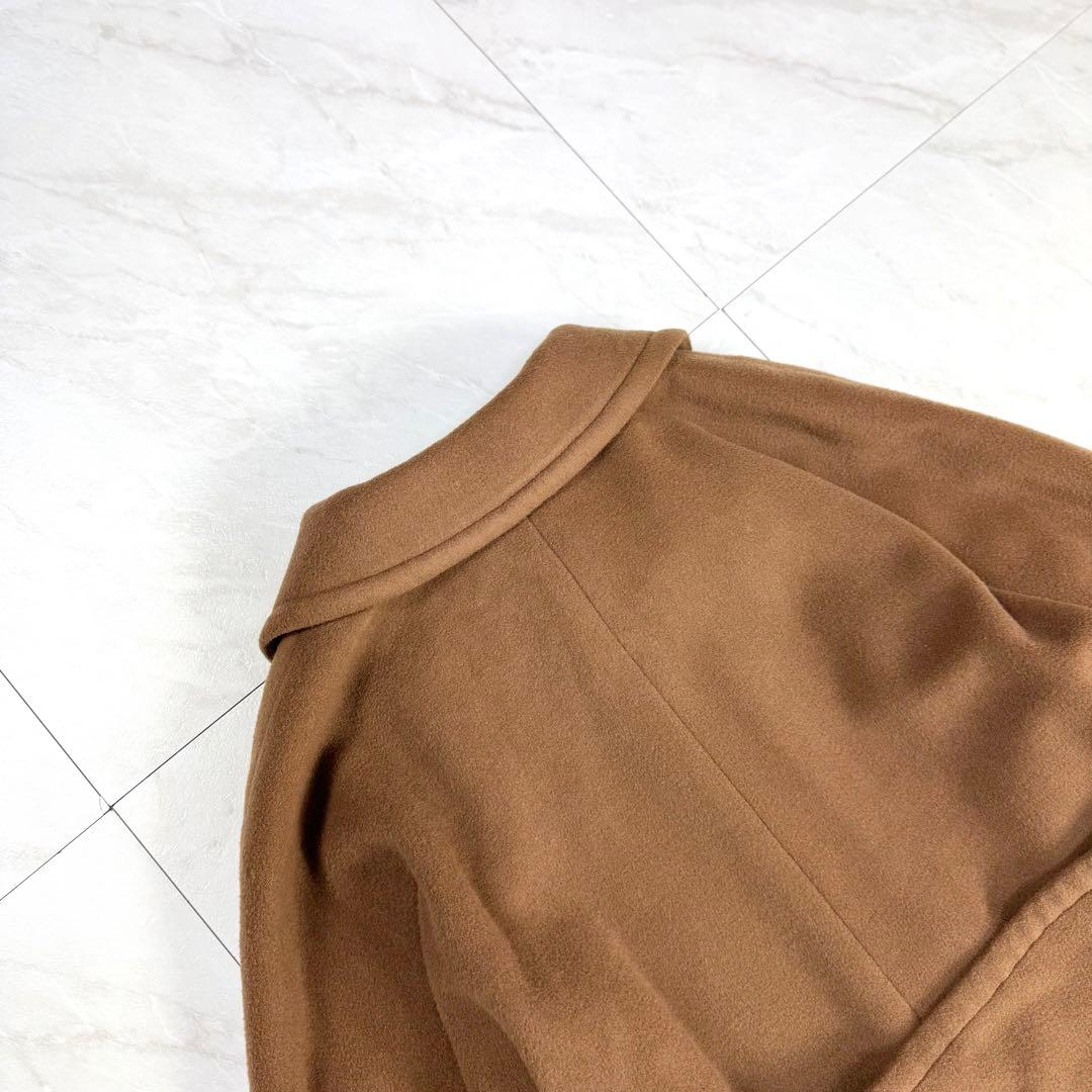 美品 イヴサンローラン 丸襟 ウール ロングコート ブラウン M