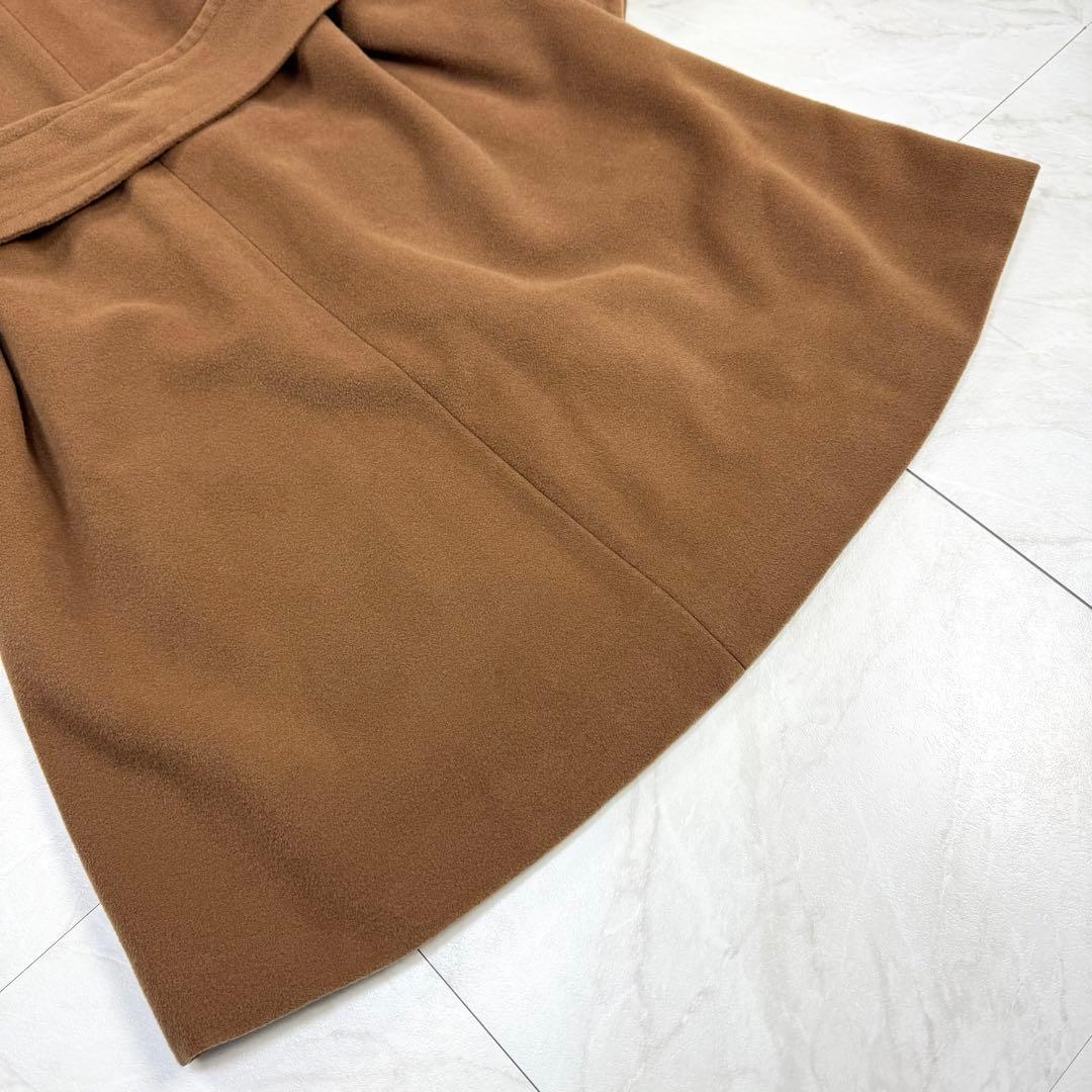 美品 イヴサンローラン 丸襟 ウール ロングコート ブラウン M