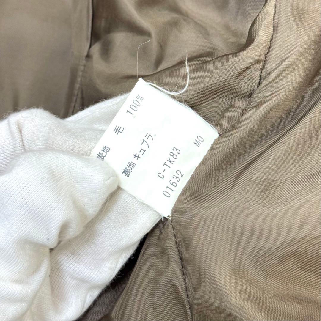 美品 イヴサンローラン 丸襟 ウール ロングコート ブラウン M