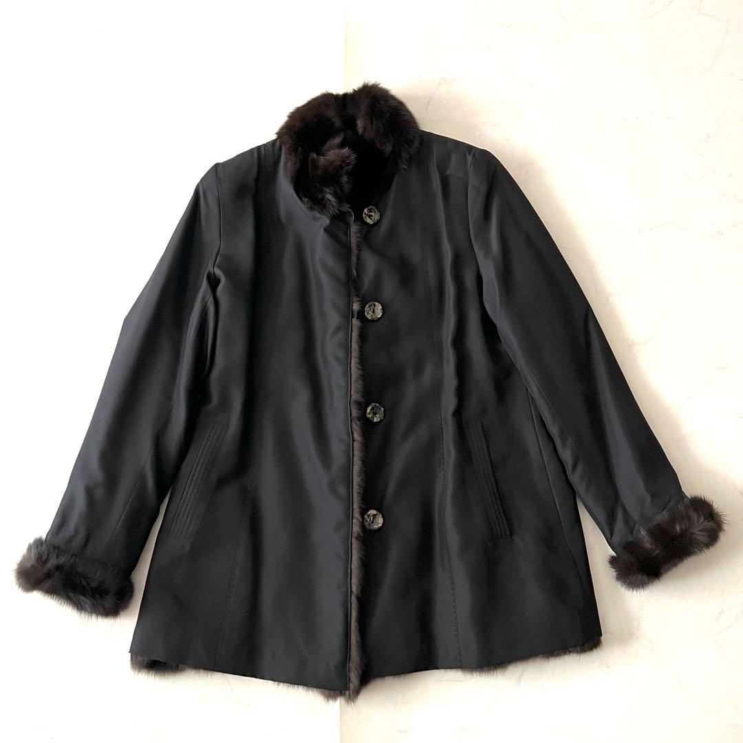 極美品 ロイヤルチエ ロシアンセーブル リバーシブル コート 毛皮 11号