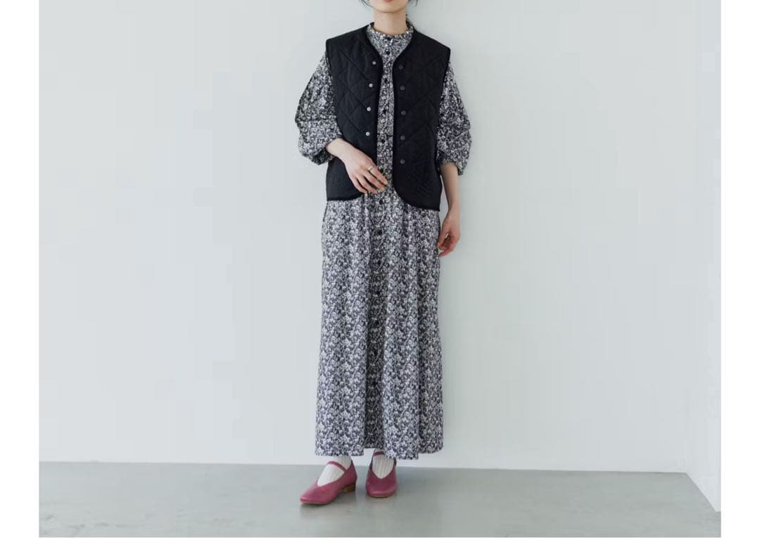 毎日着回したいキルティングベスト / よしいちひろさんコラボ（ブラック）