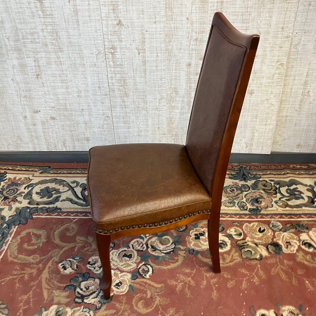 ⑥北欧レトロ マルニ木工 木製椅子 鋲打ちダイニングチェア ロビーチェア 古家具