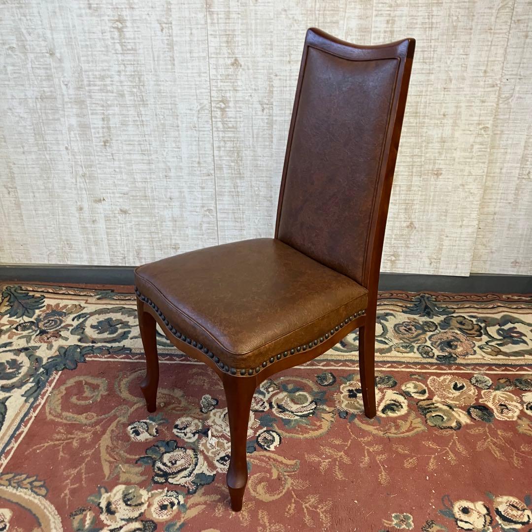 ⑥北欧レトロ マルニ木工 木製椅子 鋲打ちダイニングチェア ロビーチェア 古家具