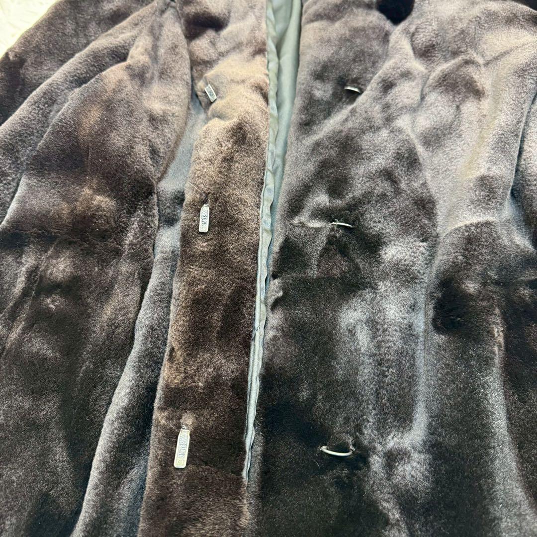 最高級 サガミンク シェアードミンク コート ロング丈 銀タグ ダークブラウン