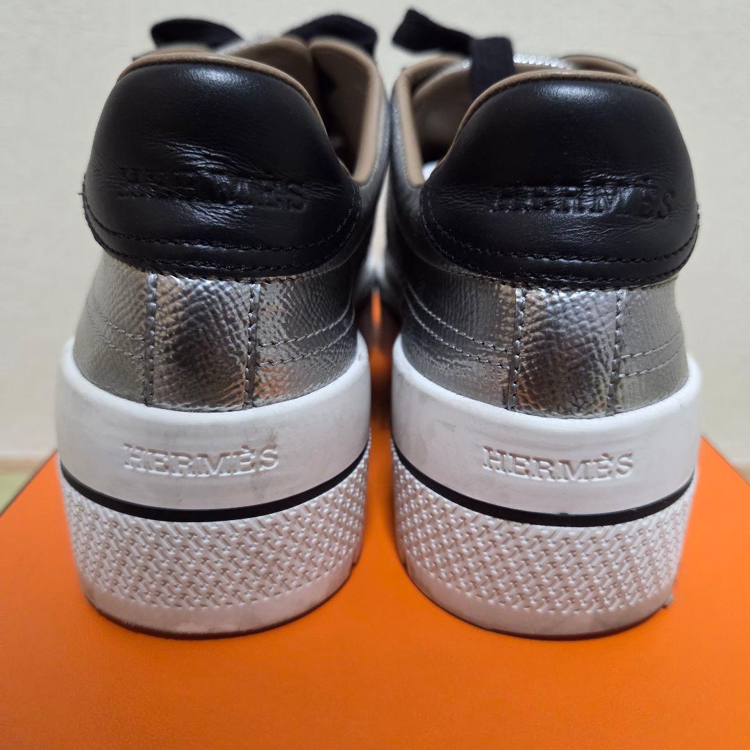 HERMES ヴォルテージ Hエンボス 刻印 レザー 厚底スニーカー 37.5