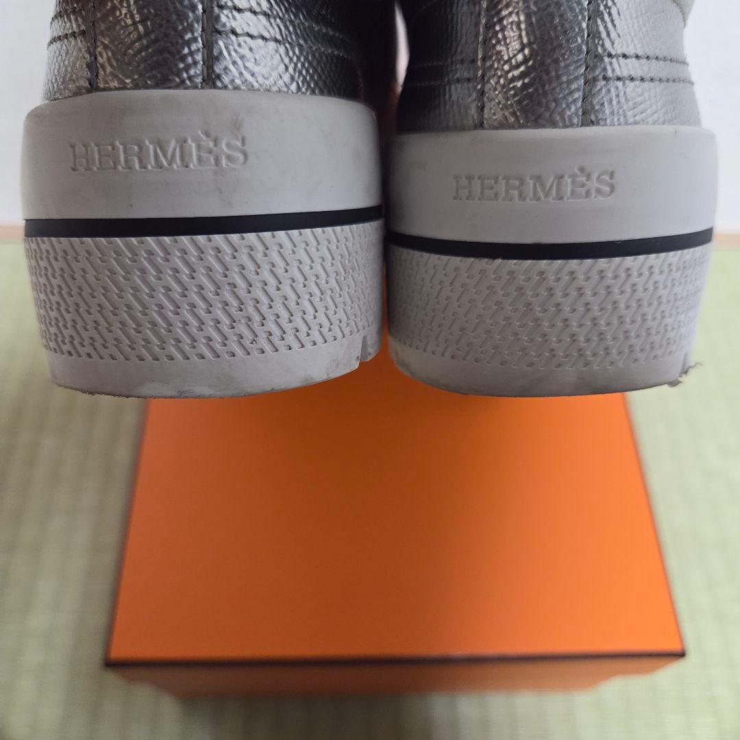 HERMES ヴォルテージ Hエンボス 刻印 レザー 厚底スニーカー 37.5