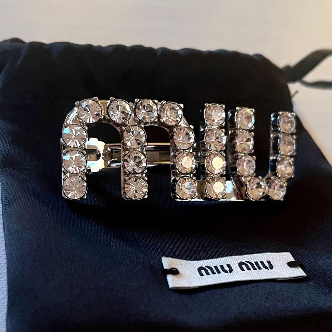 【正規品】MIU MIU クリスタルヘアピン miumiuロゴ