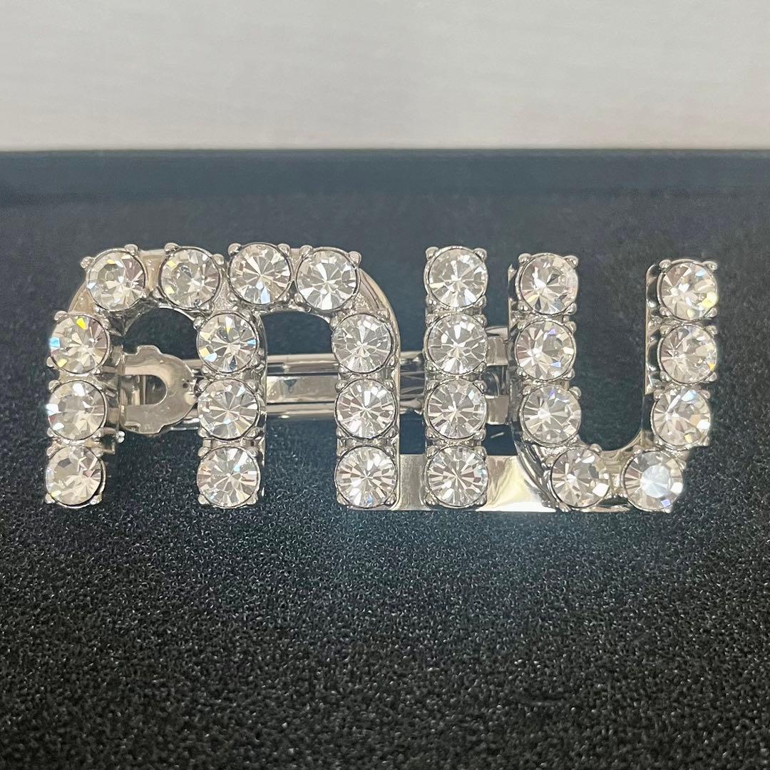 【正規品】MIU MIU クリスタルヘアピン miumiuロゴ