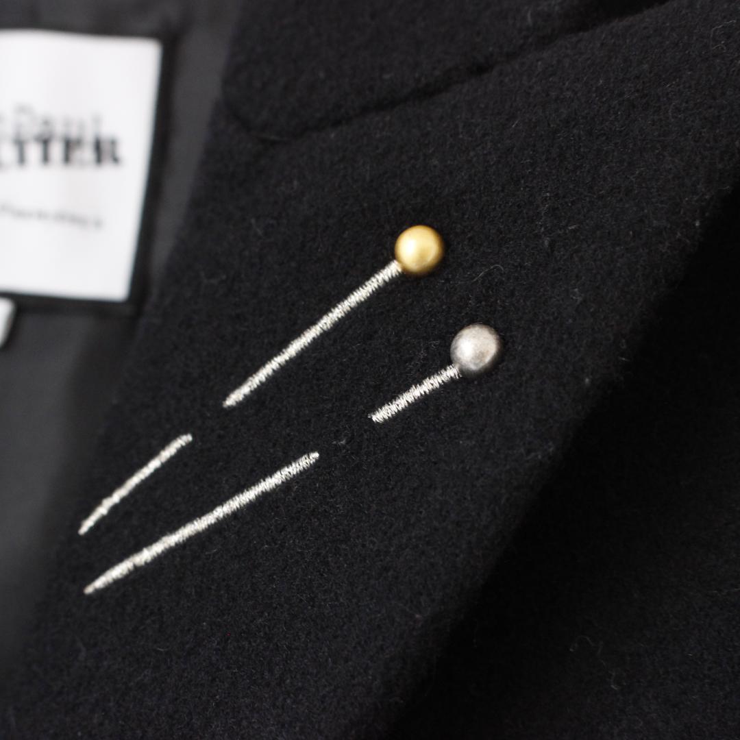 JeanPaulGAULTIER ピン刺繡 チェスターコート Mサイズ ブラック