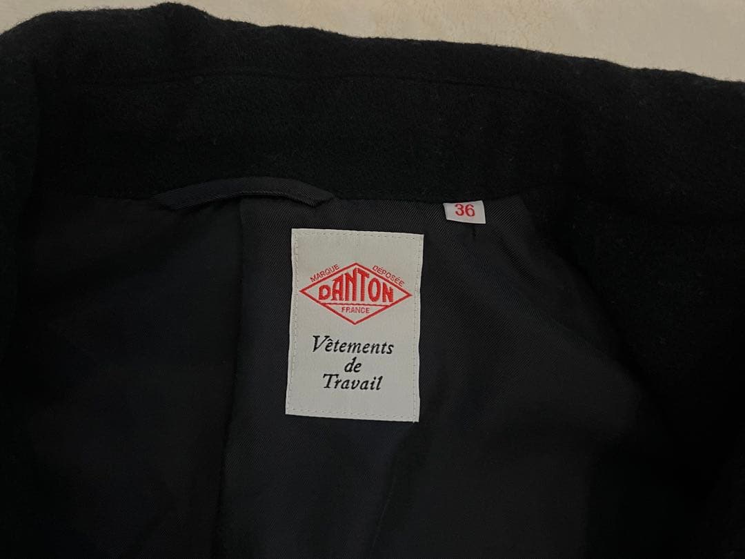 DANTON ネイビー ウールコート くるみボタン