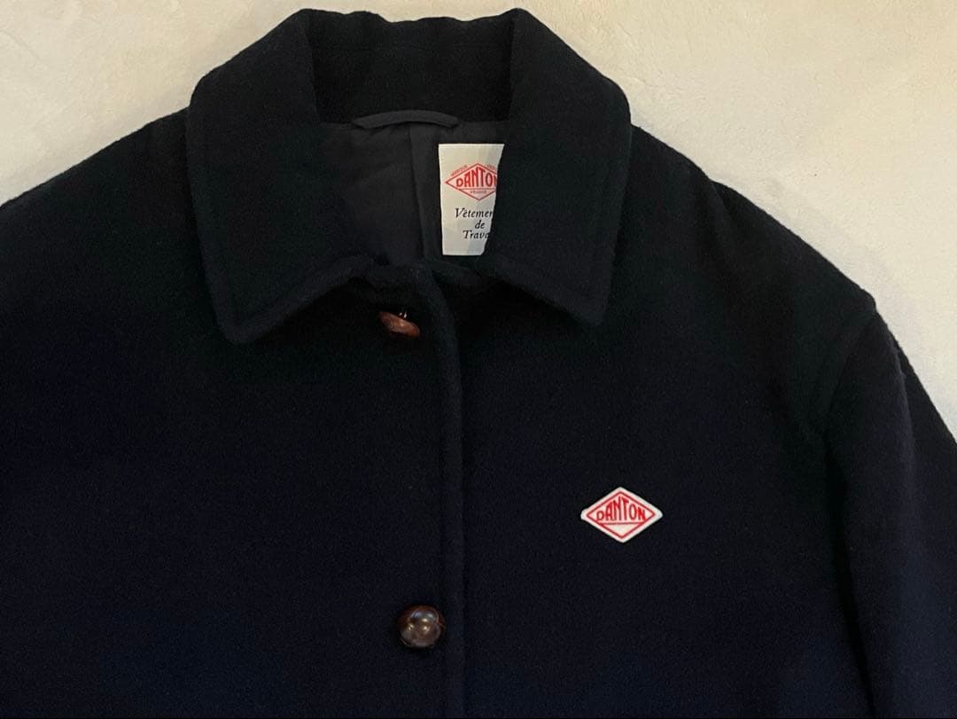 DANTON ネイビー ウールコート くるみボタン