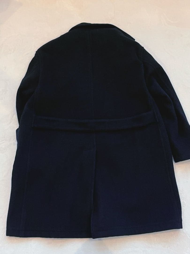 DANTON ネイビー ウールコート くるみボタン