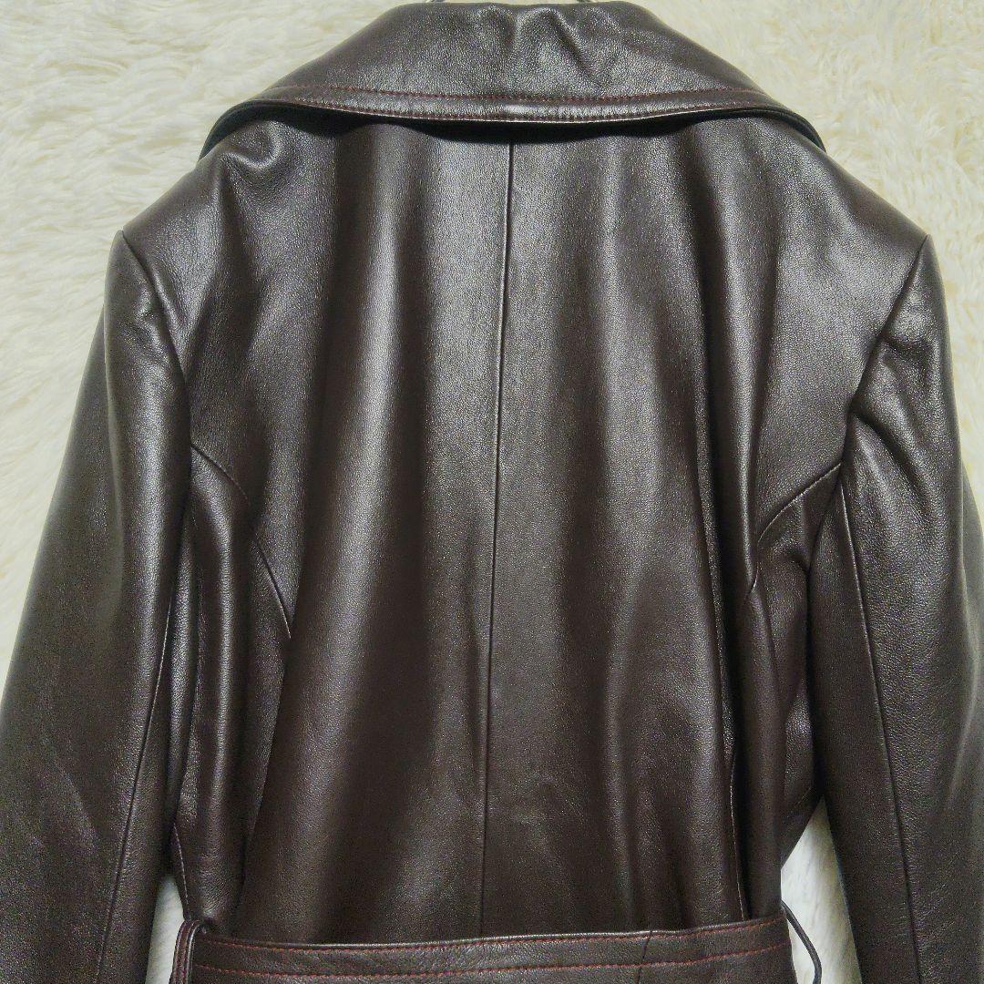 ヴィンテージ　トレンチコート　本革　レザー　ベルト付き　ロングコート　総柄