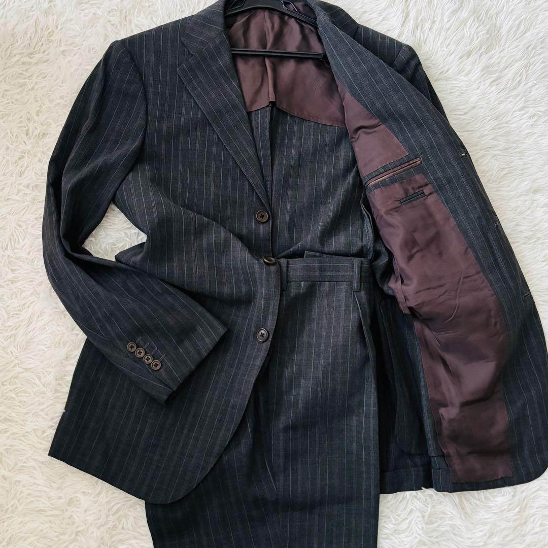 極美品✨ビームスエフ　セットアップスーツ95 76 ストライプ柄