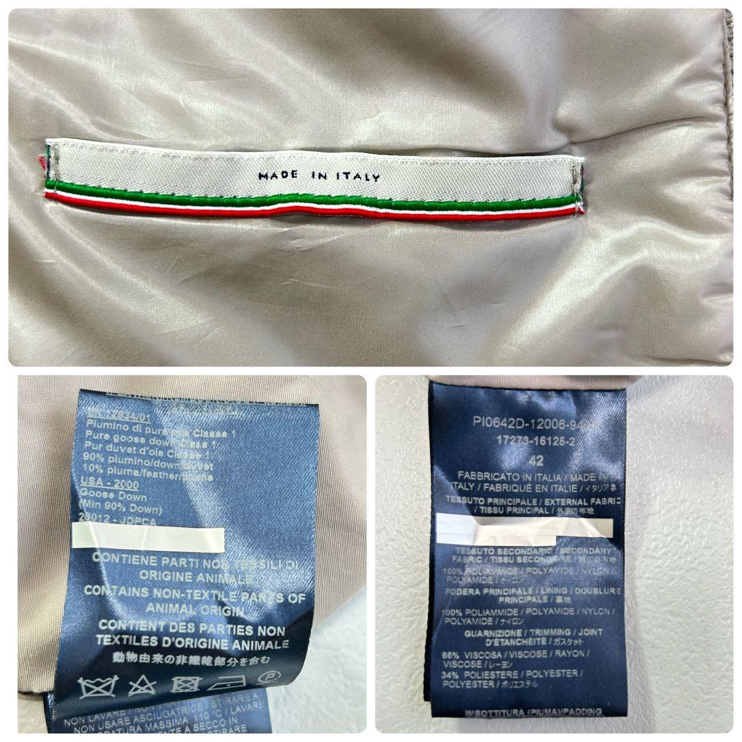 美品✨HERNO ダウンコート スパンコール切替 ノーカラー ベージュ 42