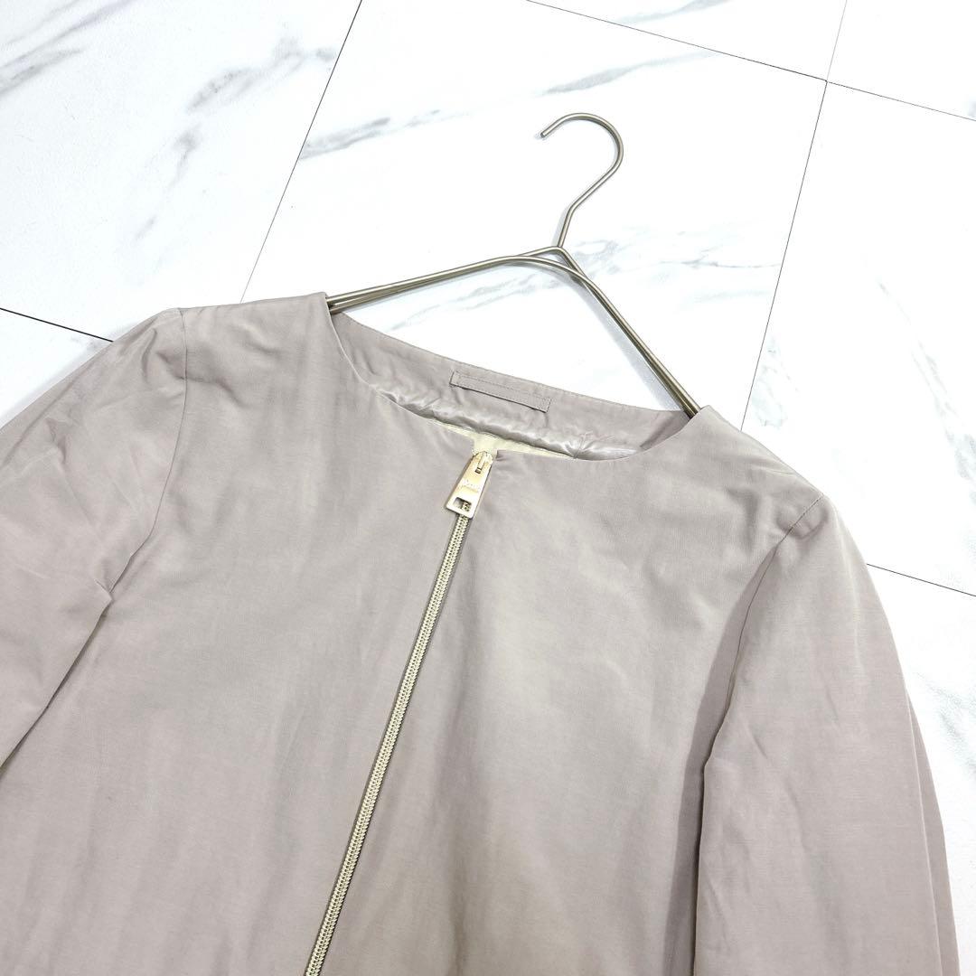 美品✨HERNO ダウンコート スパンコール切替 ノーカラー ベージュ 42